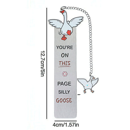 Cute Silly Goose Stainless Steel Bookmark