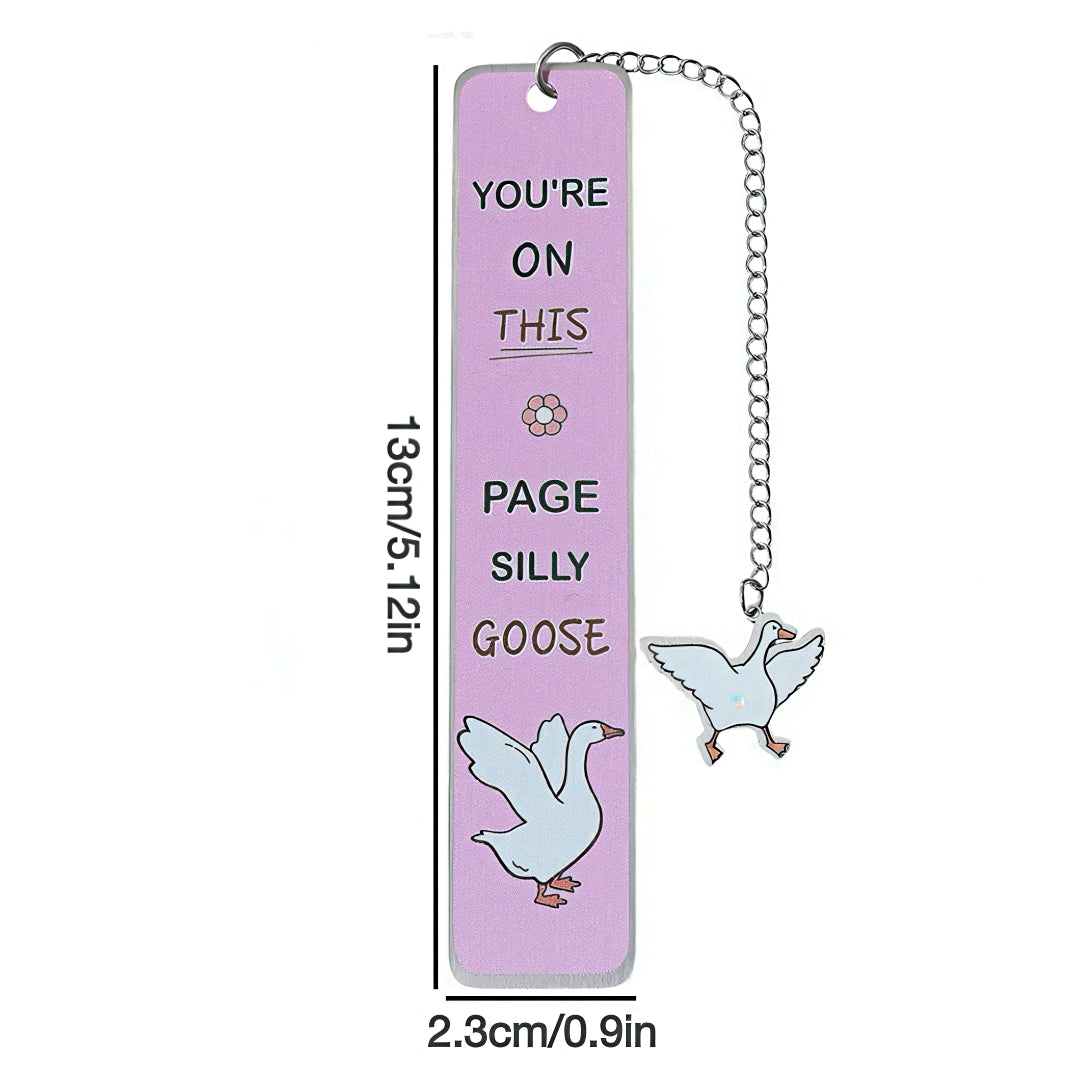 Cute Silly Goose Stainless Steel Bookmark