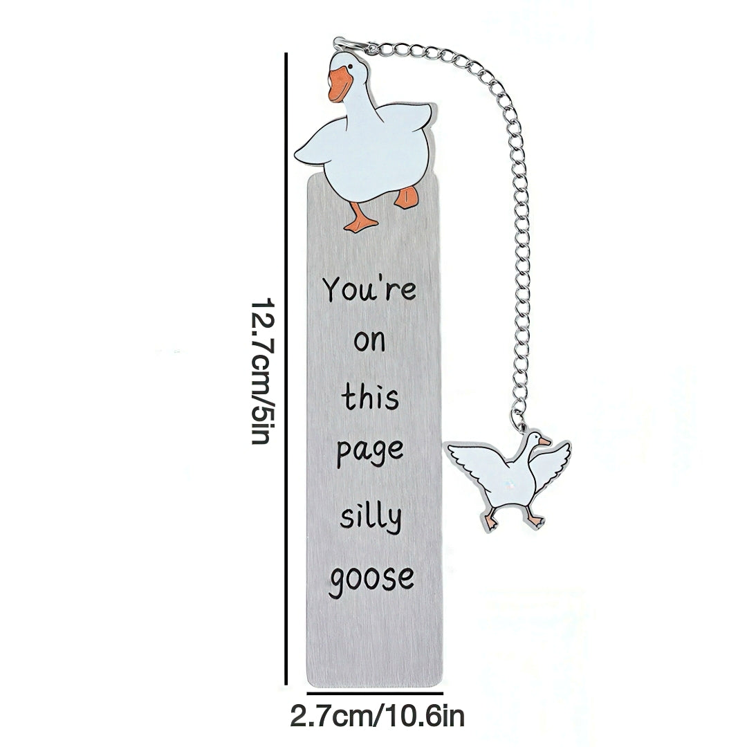 Cute Silly Goose Stainless Steel Bookmark