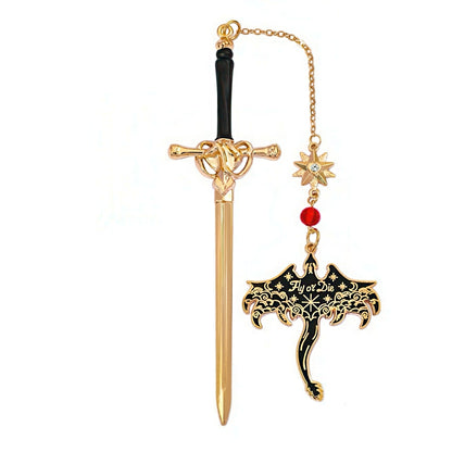 Fourth Wing Sword Shaped Metal Bookmark