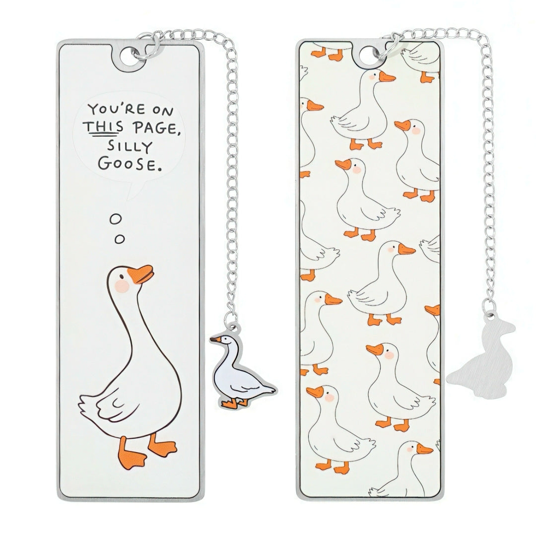 Cute Silly Goose Stainless Steel Bookmark