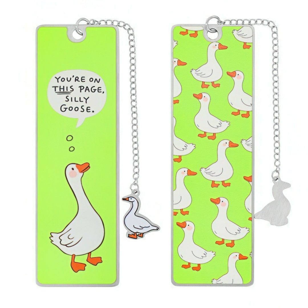 Cute Silly Goose Stainless Steel Bookmark