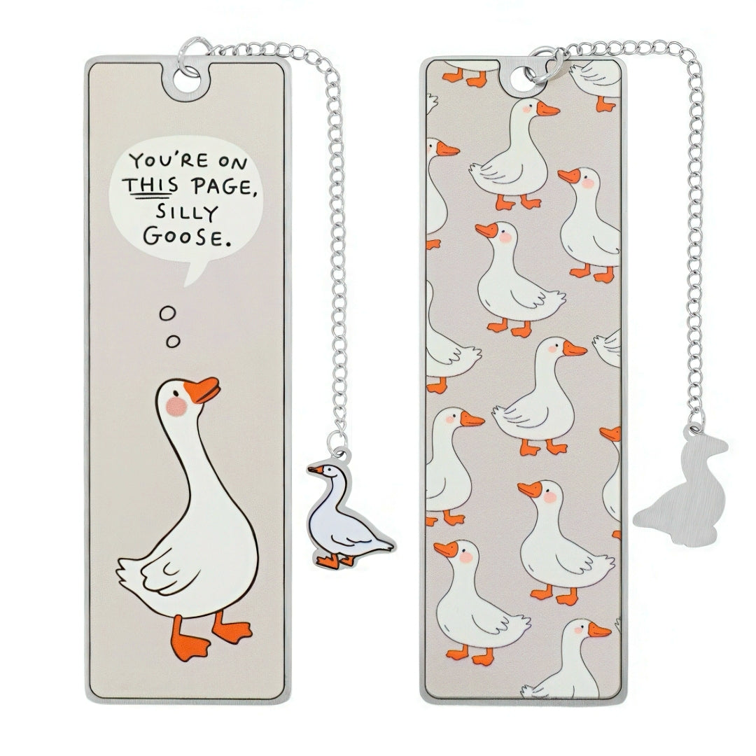 Cute Silly Goose Stainless Steel Bookmark
