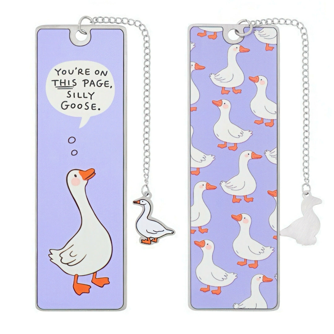 Cute Silly Goose Stainless Steel Bookmark