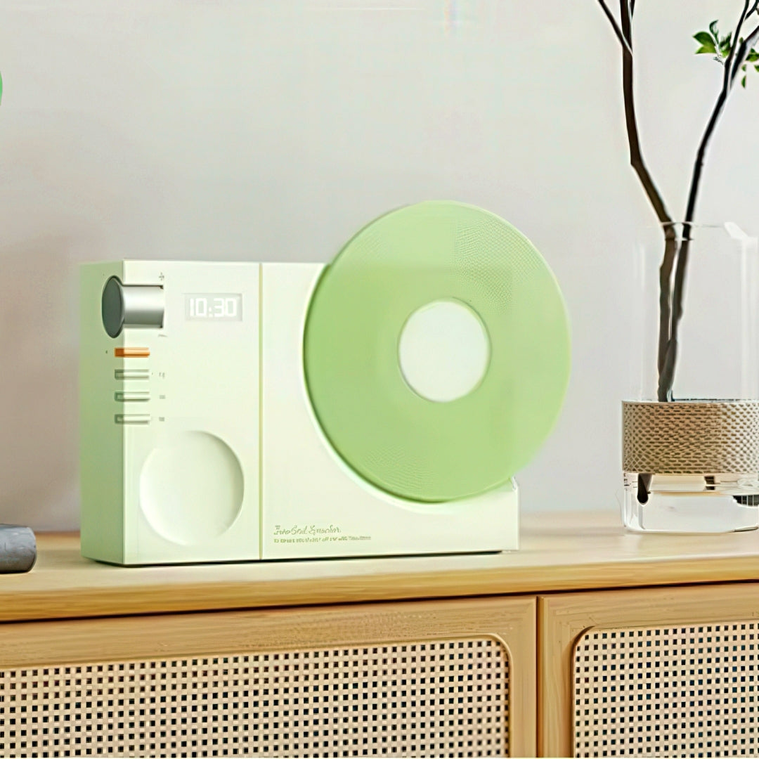 Rechargeable Bluetooth Speaker with Record Player Design