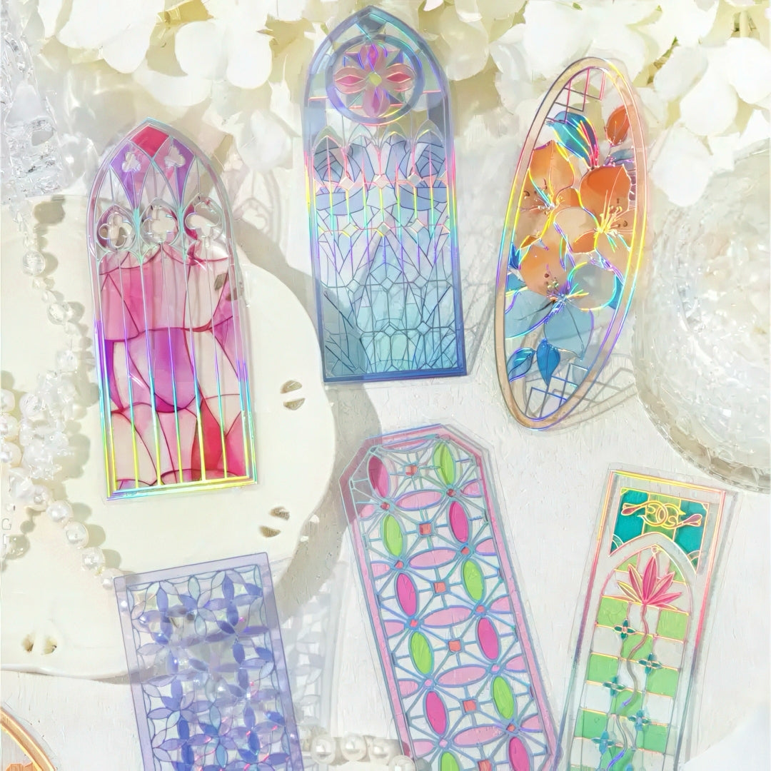 Lattice Stained Glass Window Plastic Bookmark Set
