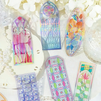 Lattice Stained Glass Window Plastic Bookmark Set