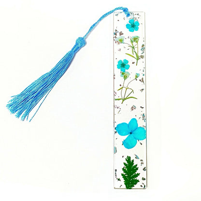 Transparent Acrylic Bookmark with Dried Flowers and Gold Flakes