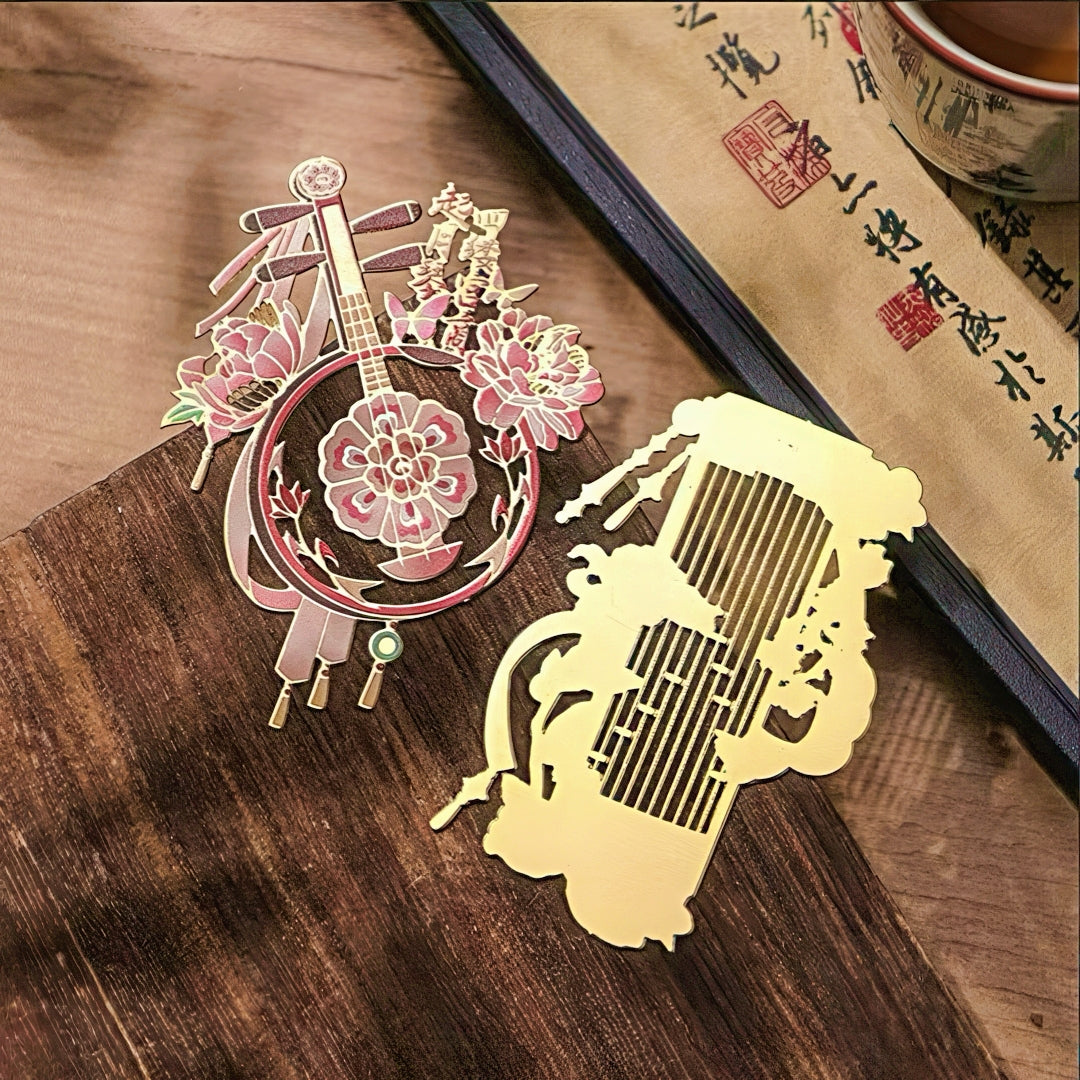 Chinese Musical Instrument Metal Bookmark