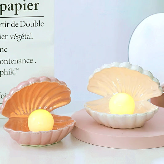 Ceramic Oyster with Pearl Nightlight