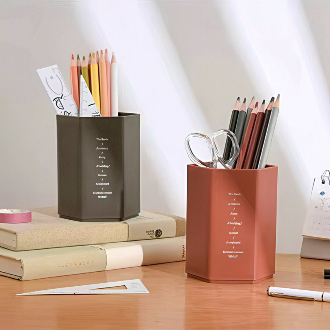 Hexagonal Plastic Pen Holder