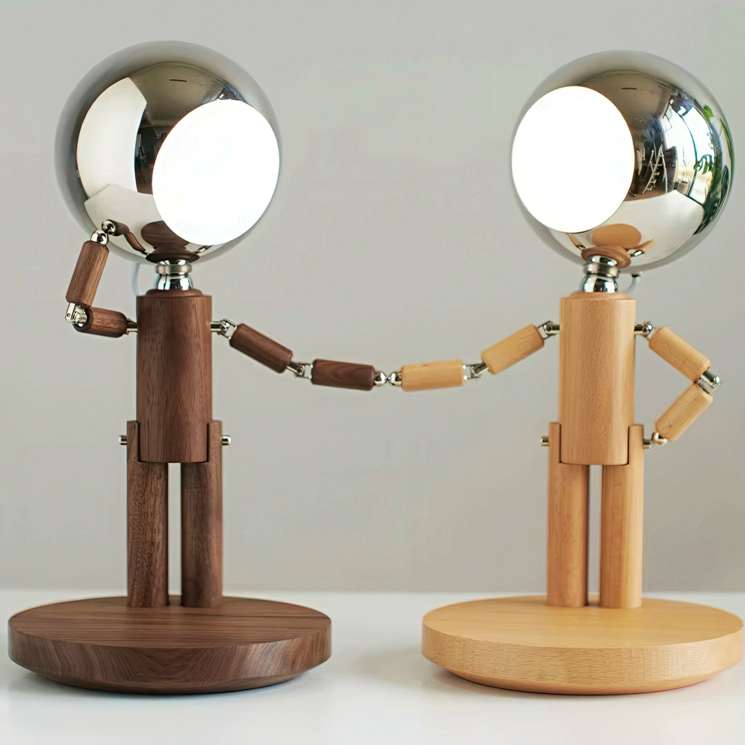 Rechargeable Wooden Figure Desk Lamp with Adjustable Joints
