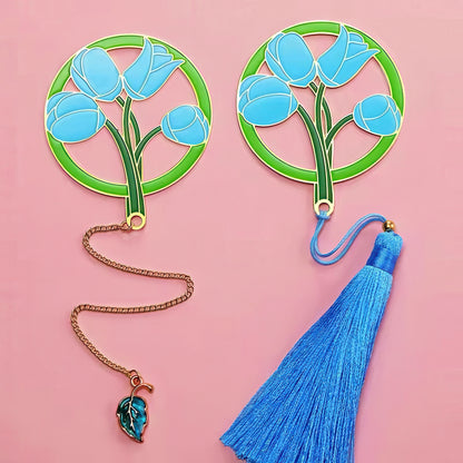 Exquisite Flower Enamel Metal Bookmark