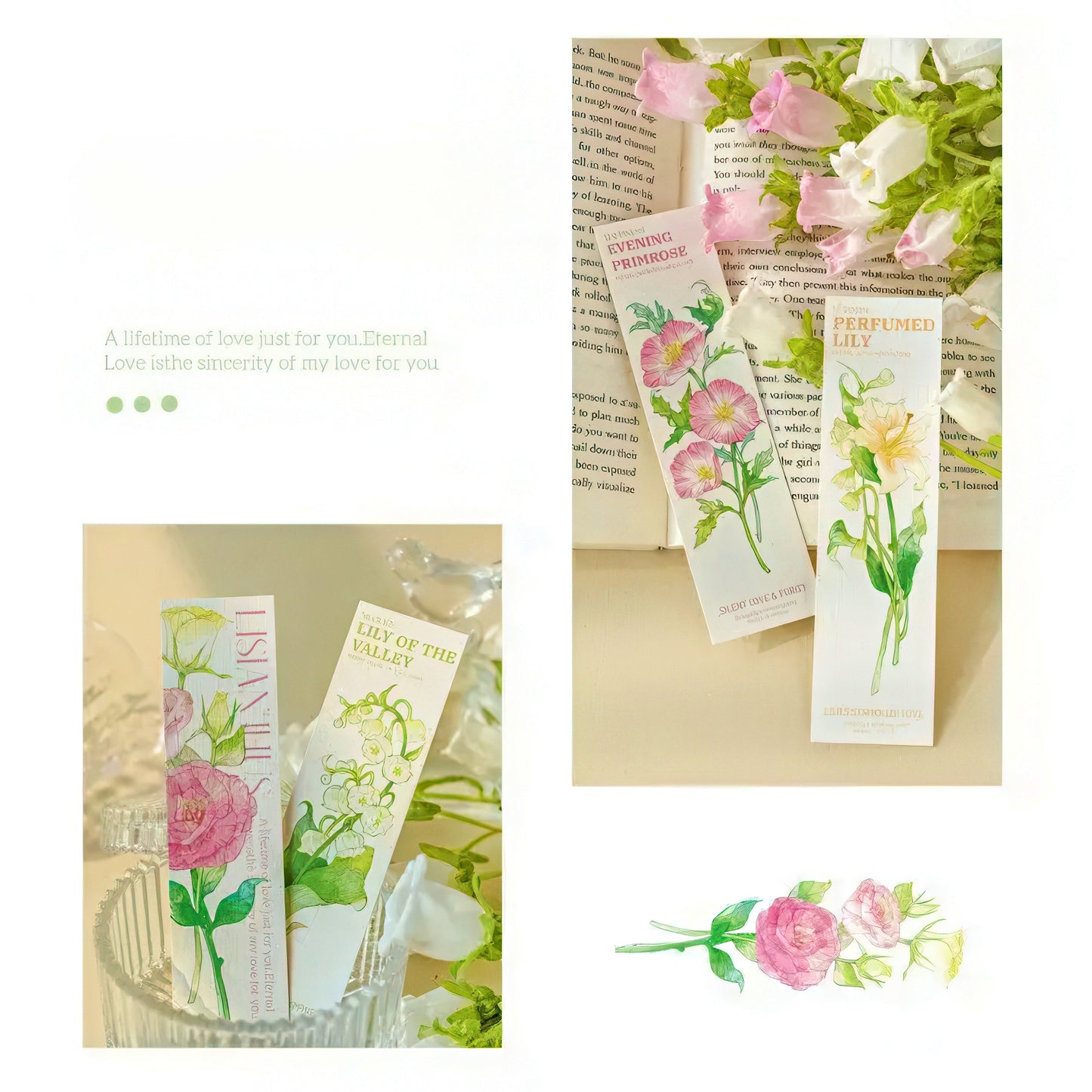 Pictures of Flowers Paper Bookmark Set