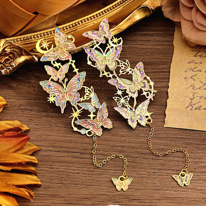 Starry Butterfly Themed Metal Bookmark