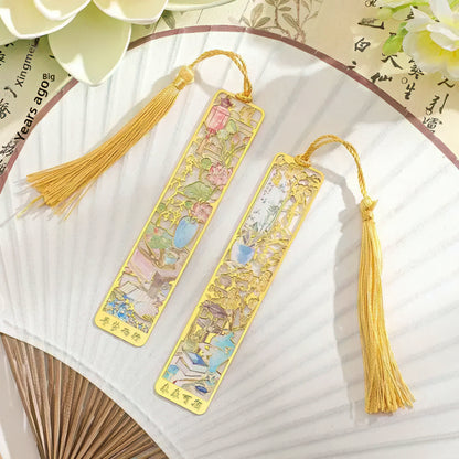 Chinese Aesthetic Art Themed Metal Bookmark
