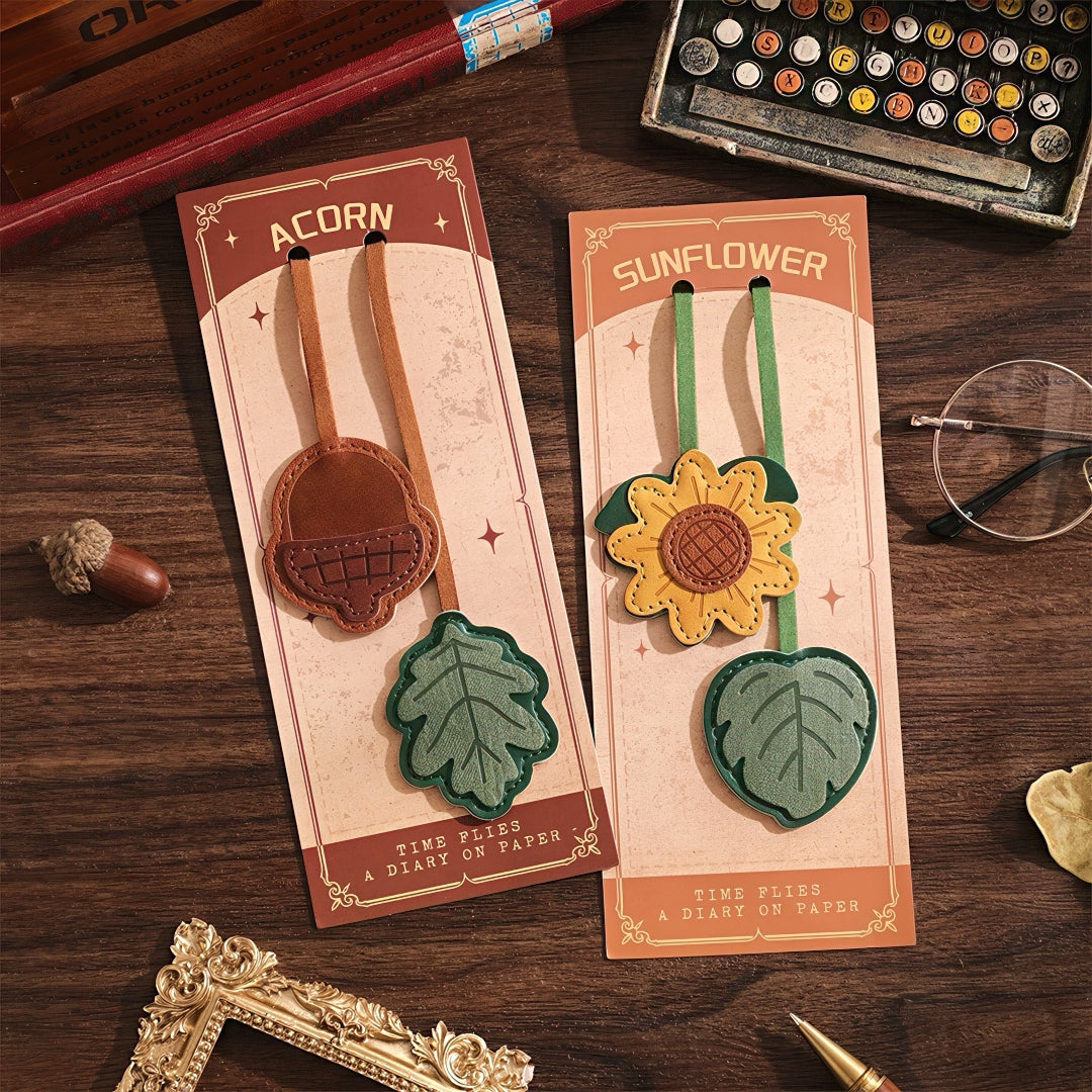 Multifunctional Retro Faux Leather Strip Bookmark