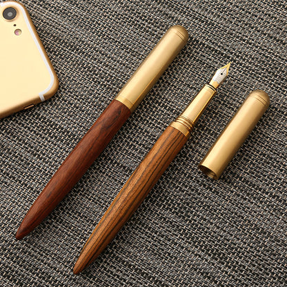 Wooden Fountain Pen with Brass Cap