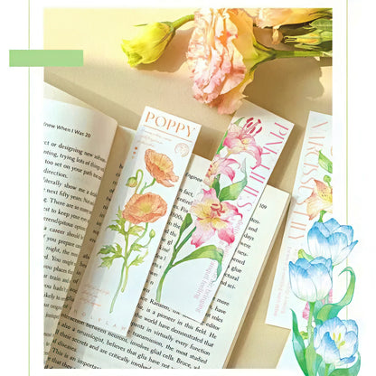 Pictures of Flowers Paper Bookmark Set
