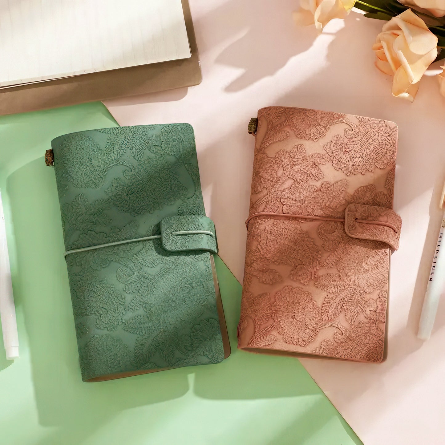 Morandi Color Floral Embossed Notebook