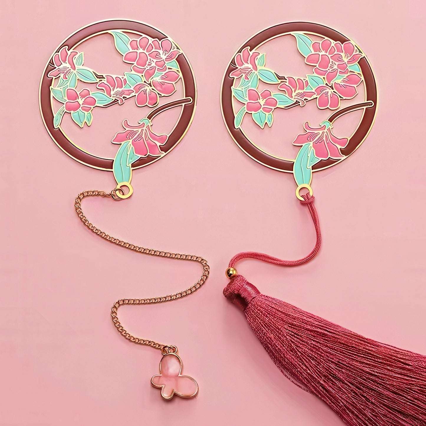 Exquisite Flower Enamel Metal Bookmark