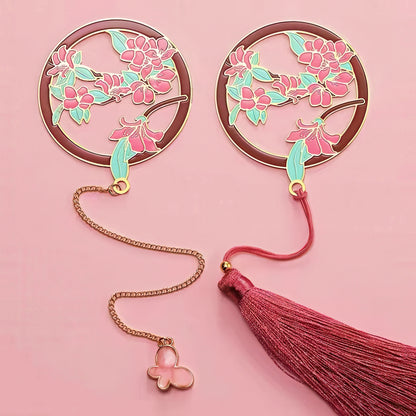 Exquisite Flower Enamel Metal Bookmark