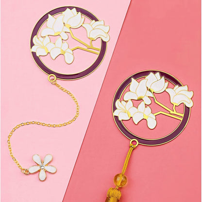 Exquisite Flower Enamel Metal Bookmark