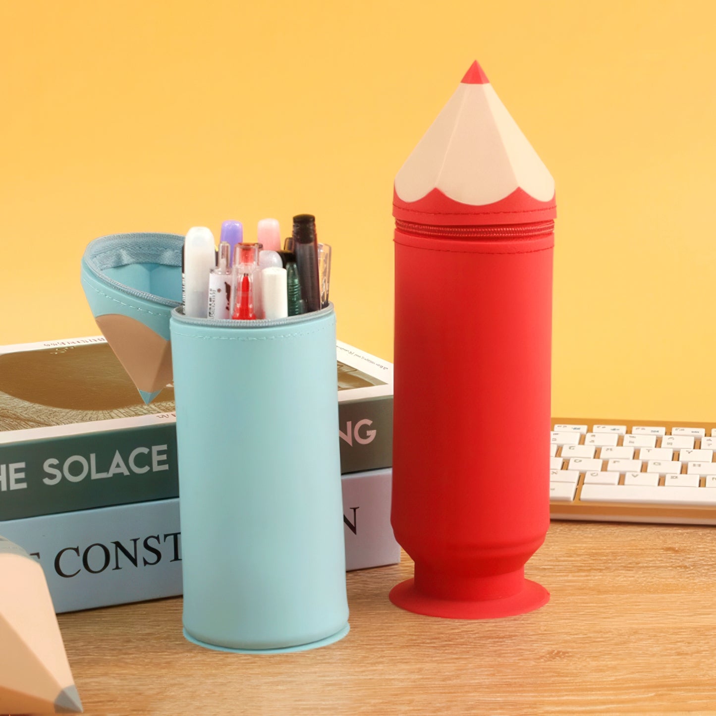 Silicone Pencil-shaped Stand Up Pencil Case