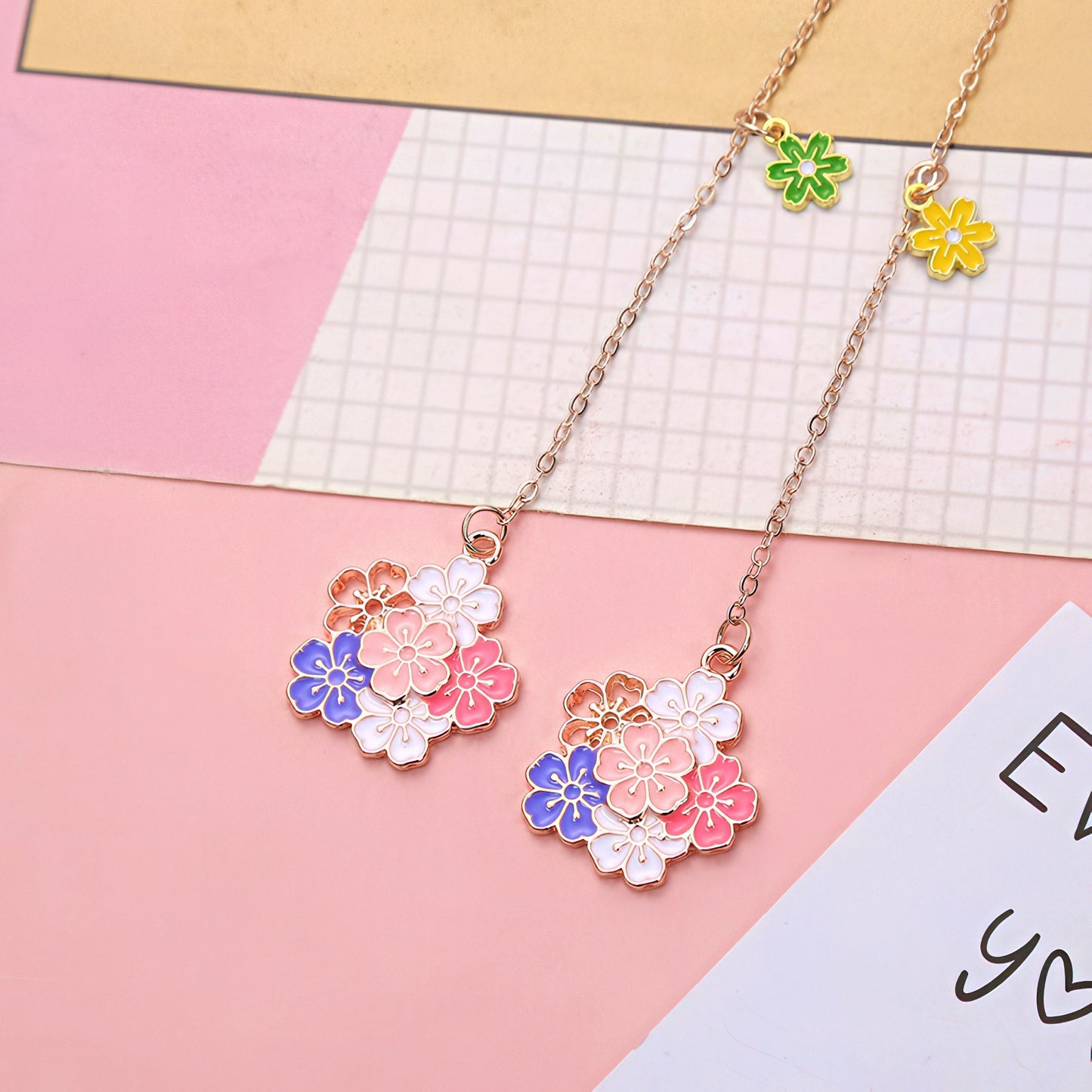 Cherry Blossoms Metal Charm Bookmark