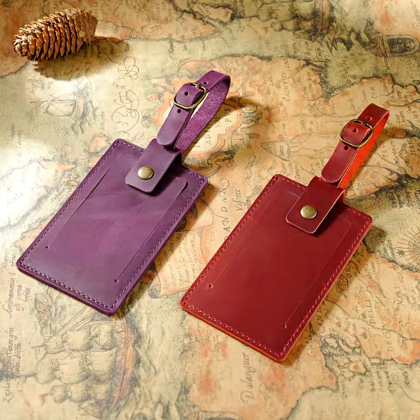 Dyed Leather Luggage Tag