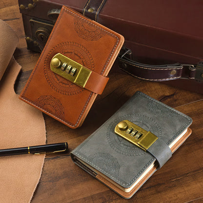 A6 Retro Style Pocket Notebook with Combination Lock