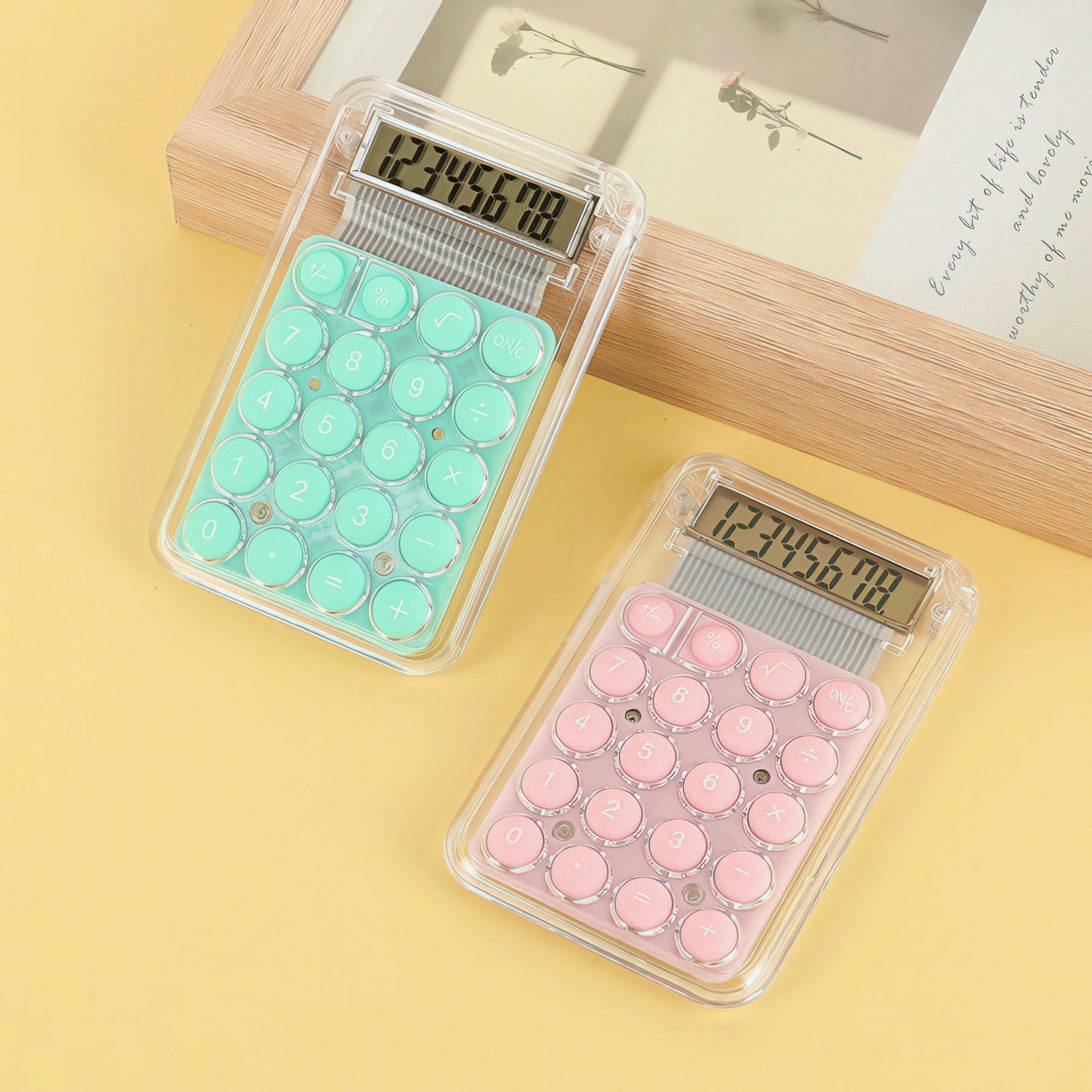 Colorful Pocket Calculator with Transparent Case