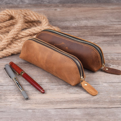 Retro Handmade Cowhide Pencil Case