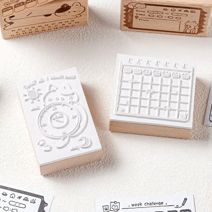 Cat Themed Wooden Planner Stamp Set