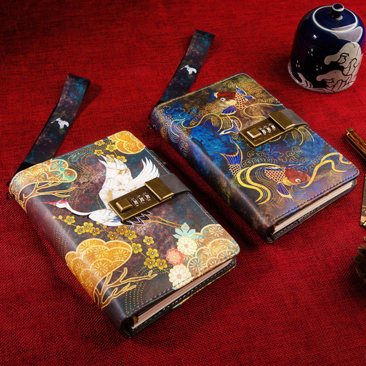 Retro Chinese Style Loose-leaf Notebook with Combination Lock