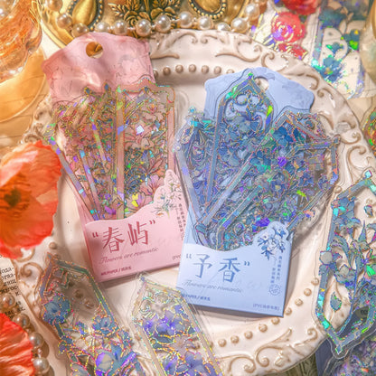 Vintage Floral Themed PVC Bookmark Set