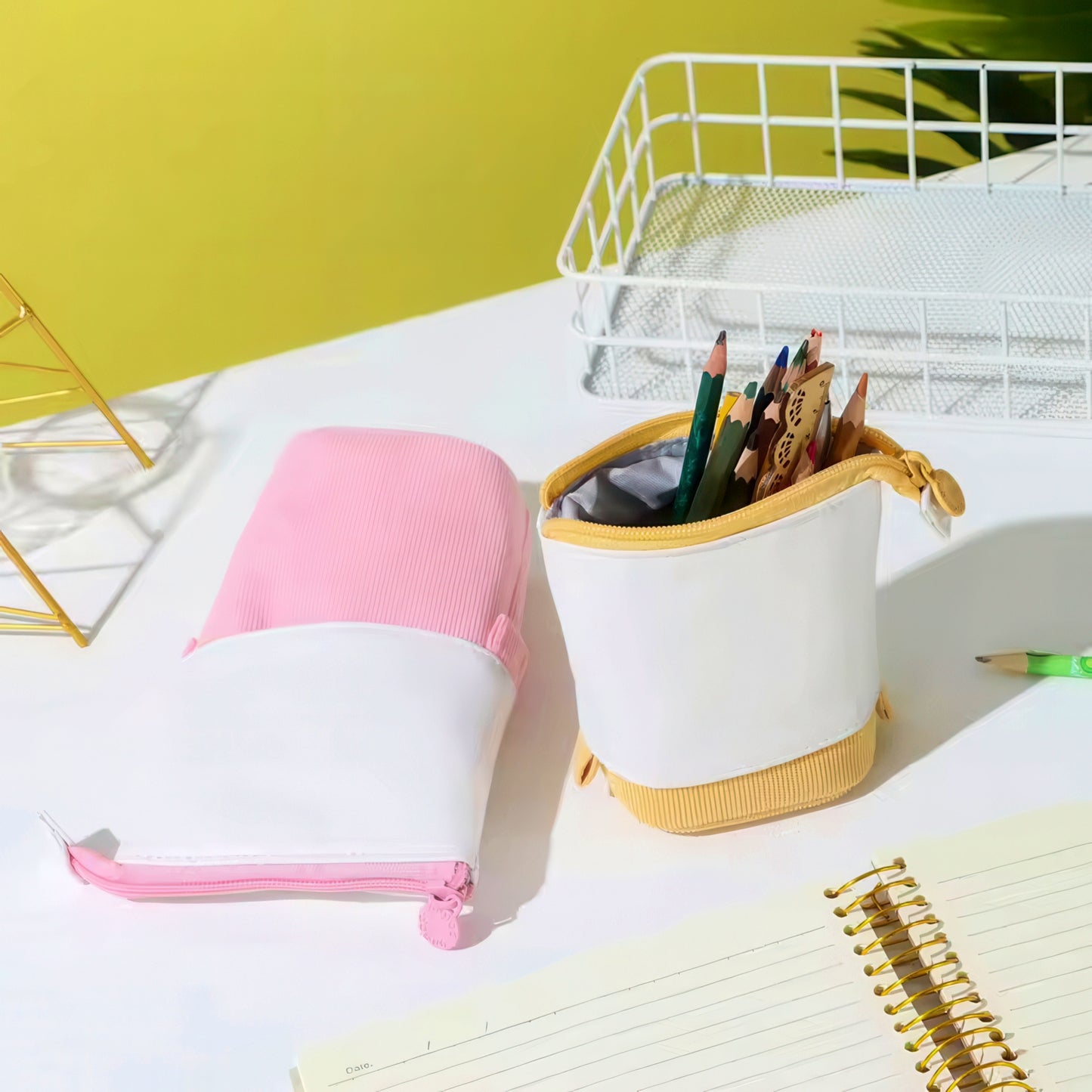Colorful Retractable Stand Up Pencil Case
