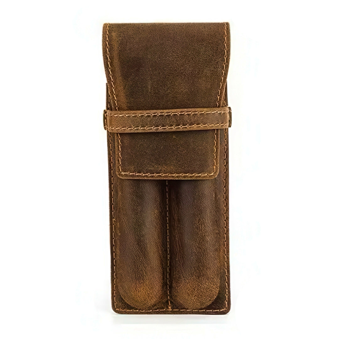 Retro Cowhide Leather Pen Case with 1/2/3 Slots