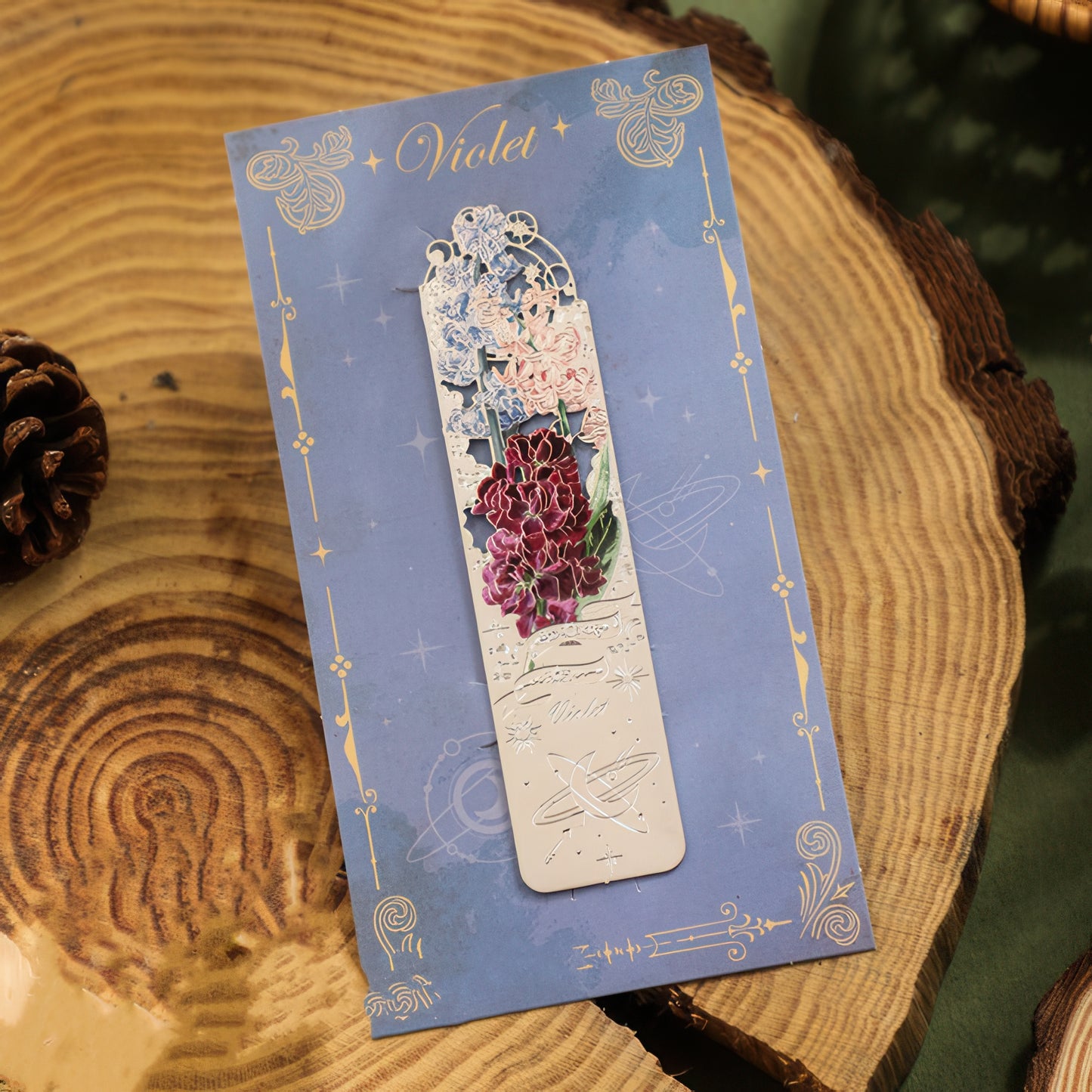 Romantic Flowers Metal Bookmark