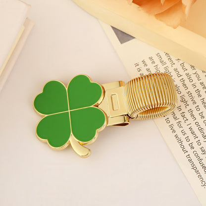 Four-leaf Clover Metal Pen Holder with Spring Clip