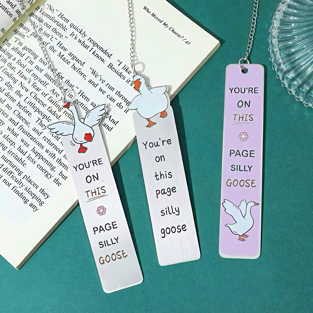 Cute Silly Goose Stainless Steel Bookmark