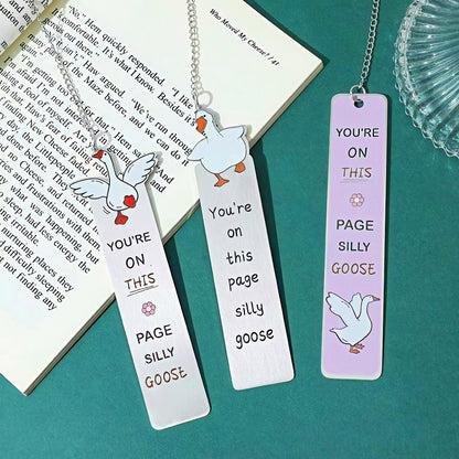 Cute Silly Goose Stainless Steel Bookmark