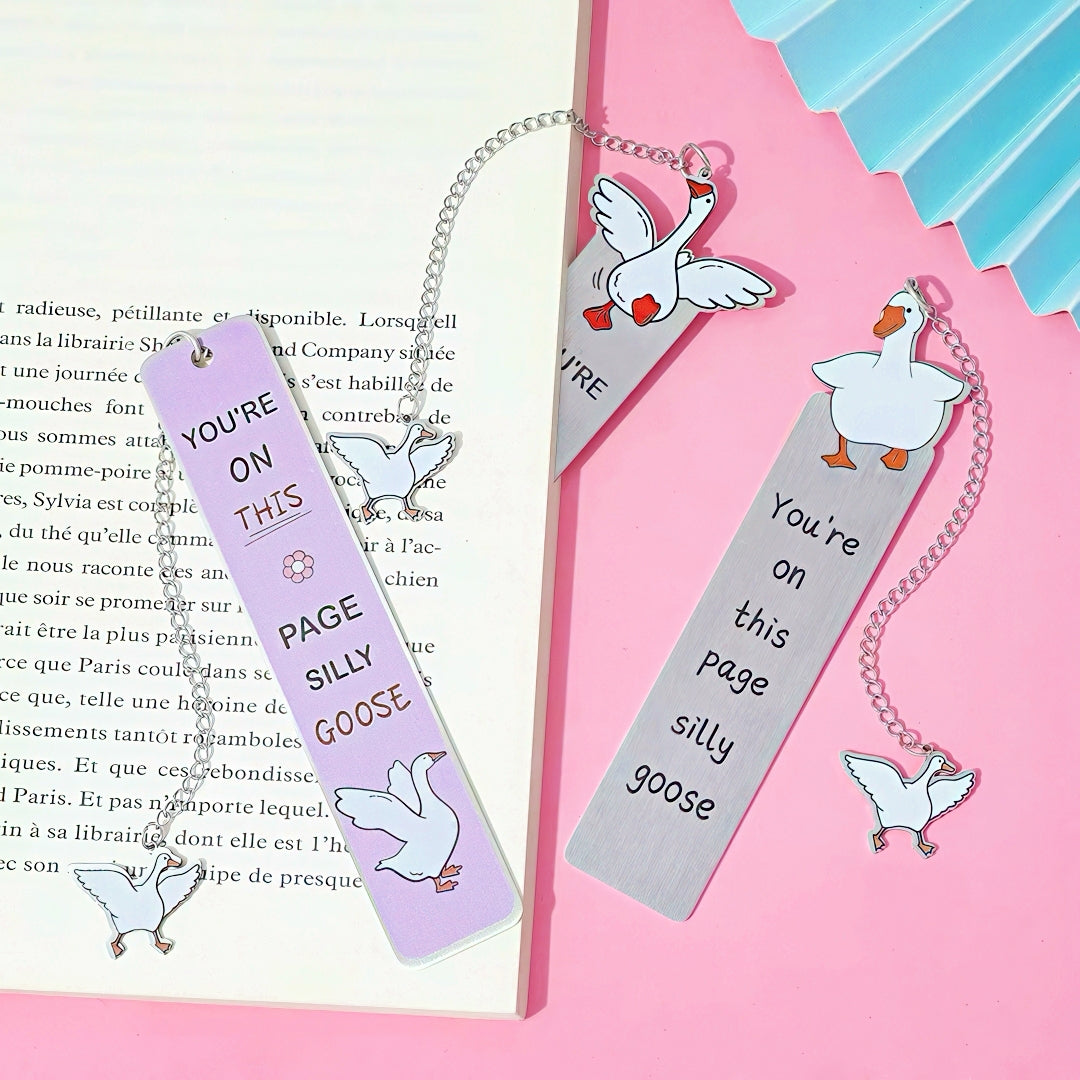Cute Silly Goose Stainless Steel Bookmark