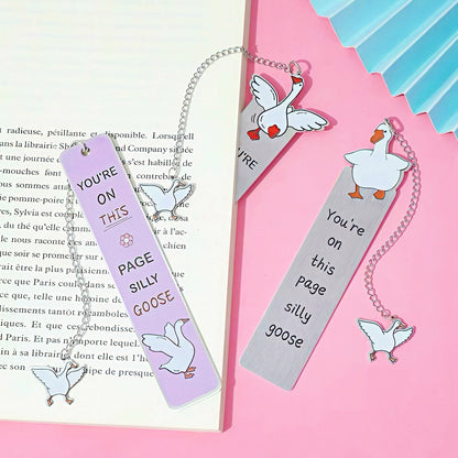 Cute Silly Goose Stainless Steel Bookmark