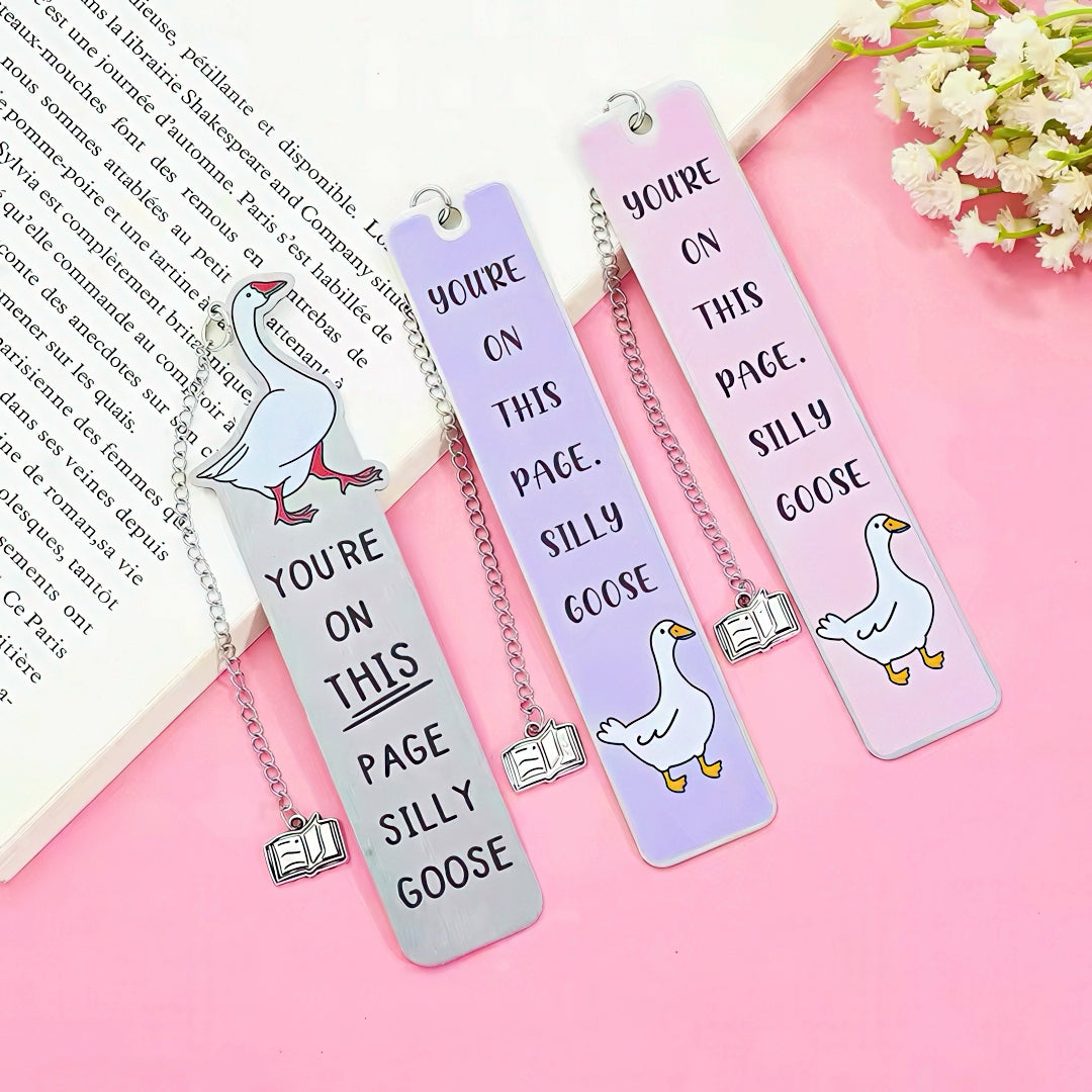Cute Silly Goose Stainless Steel Bookmark