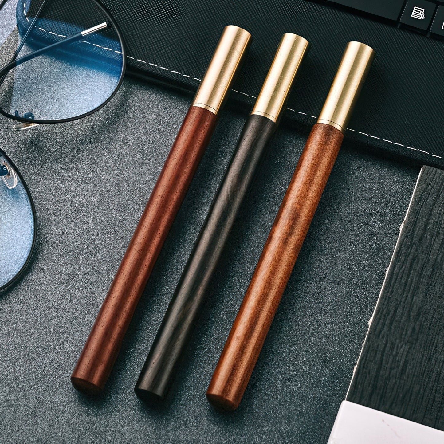 Retro Wooden and Brass Rollerball Pen
