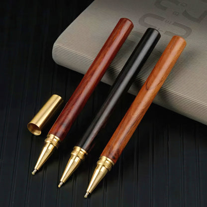 Retro Wooden and Brass Rollerball Pen