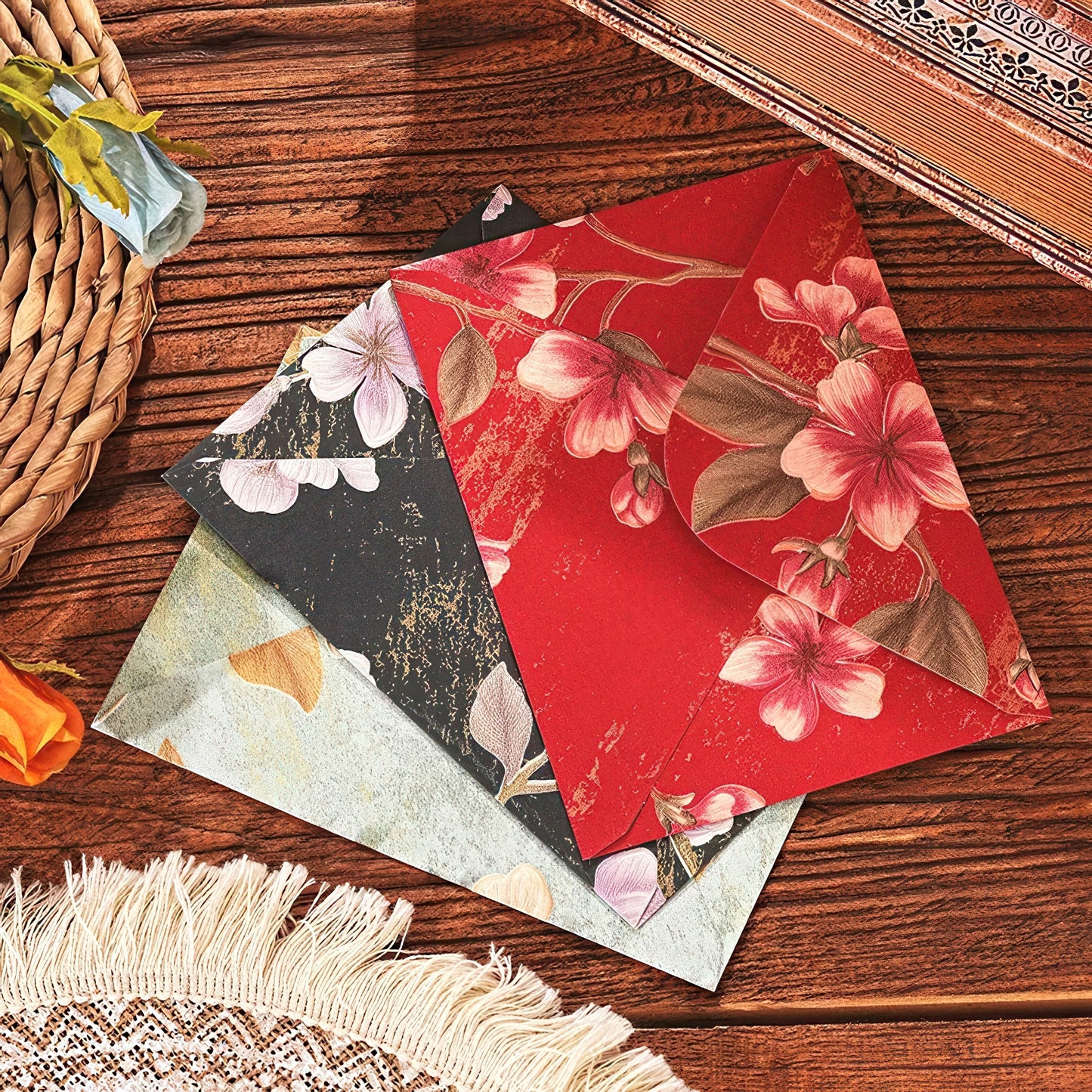Elegant Floral Brocade Style Envelopes