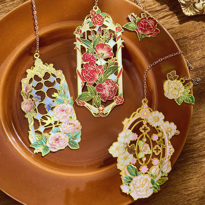 Baroque Roses Design Metal Bookmark