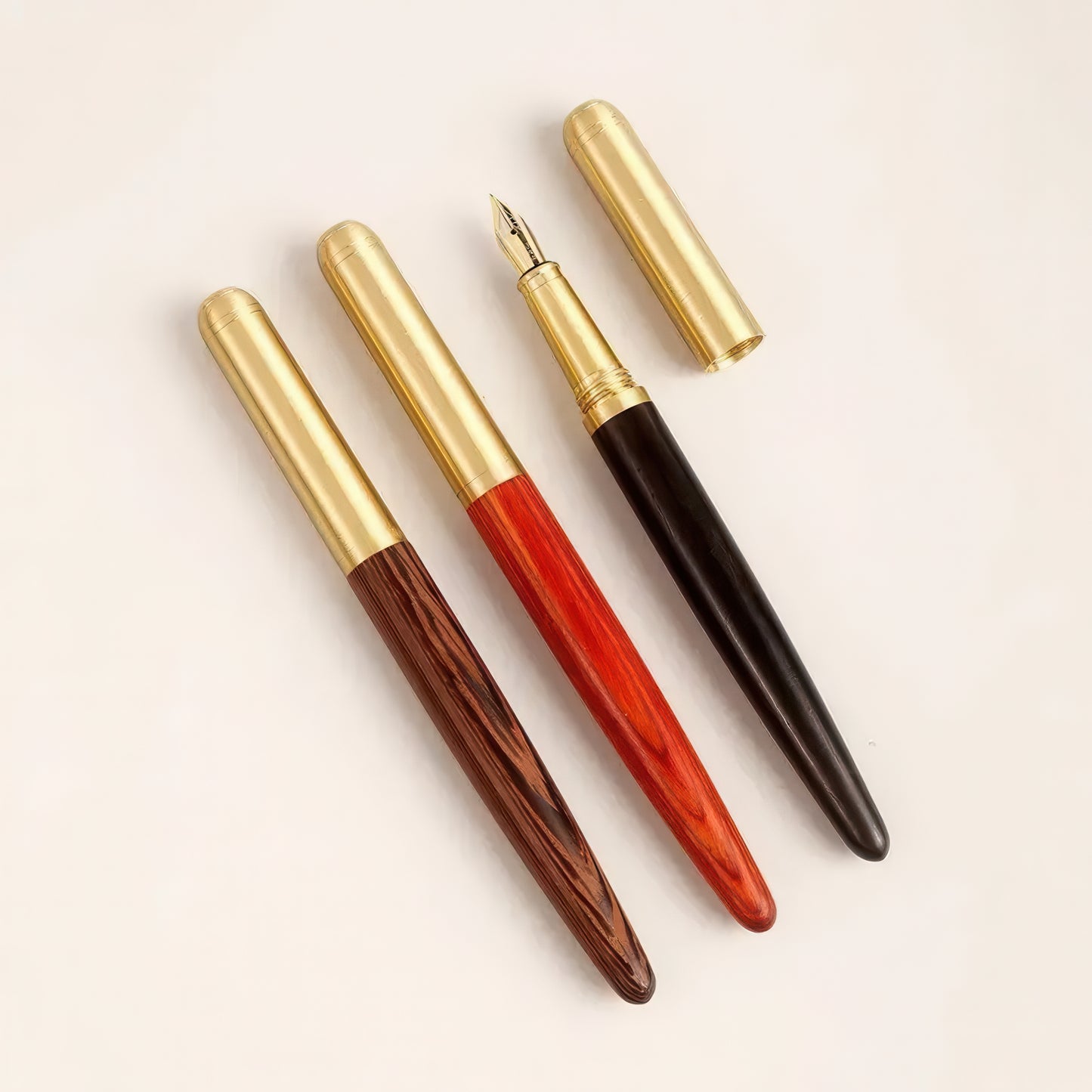 Wooden Fountain Pen with Brass Cap